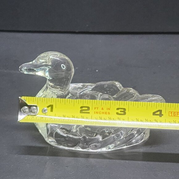 Vintage Clear Glass Duck Personal Ashtray Paperweight 4'' Collectible - Picture 7 of 7